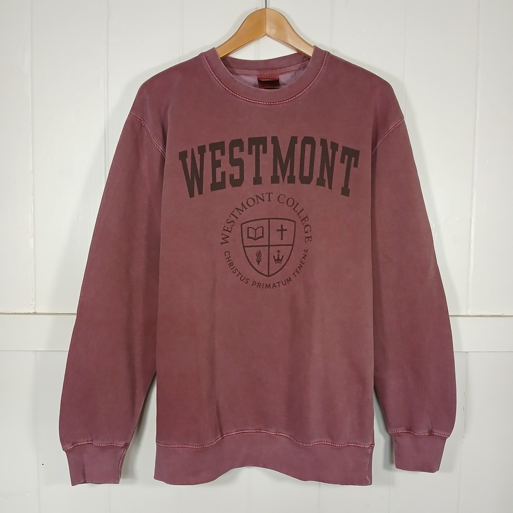 Westmont College Ouray Sportswear Sweatshirt Mens Medium Burgundy Garment Dyed
